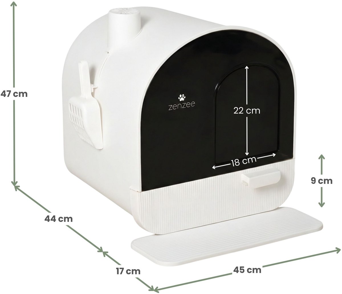 Miniatuur van productfoto 6 van Kattenbak - Uitneembare lade - Incl geurneutralisator - Incl. kattenbakmat & kattenbakschep - Voor grote & kleine katten - Wit