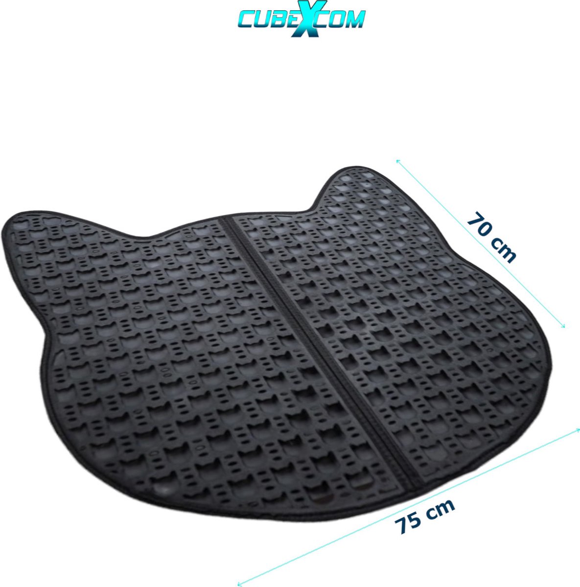 Miniatuur van productfoto 3 van CUBEXCOM® Kattenbakmat XXL, 75 x 70 cm, Kattenbakmat Grit Opvanger, Kattenbakonderlegger, Dubbellaags, Urine En Waterdicht EVA-Materiaal, Kattenkopdesign, Beschermt Vloer En Tapijt, Gemakkelijk Te Reinigen, Groot Formaat, Grijs