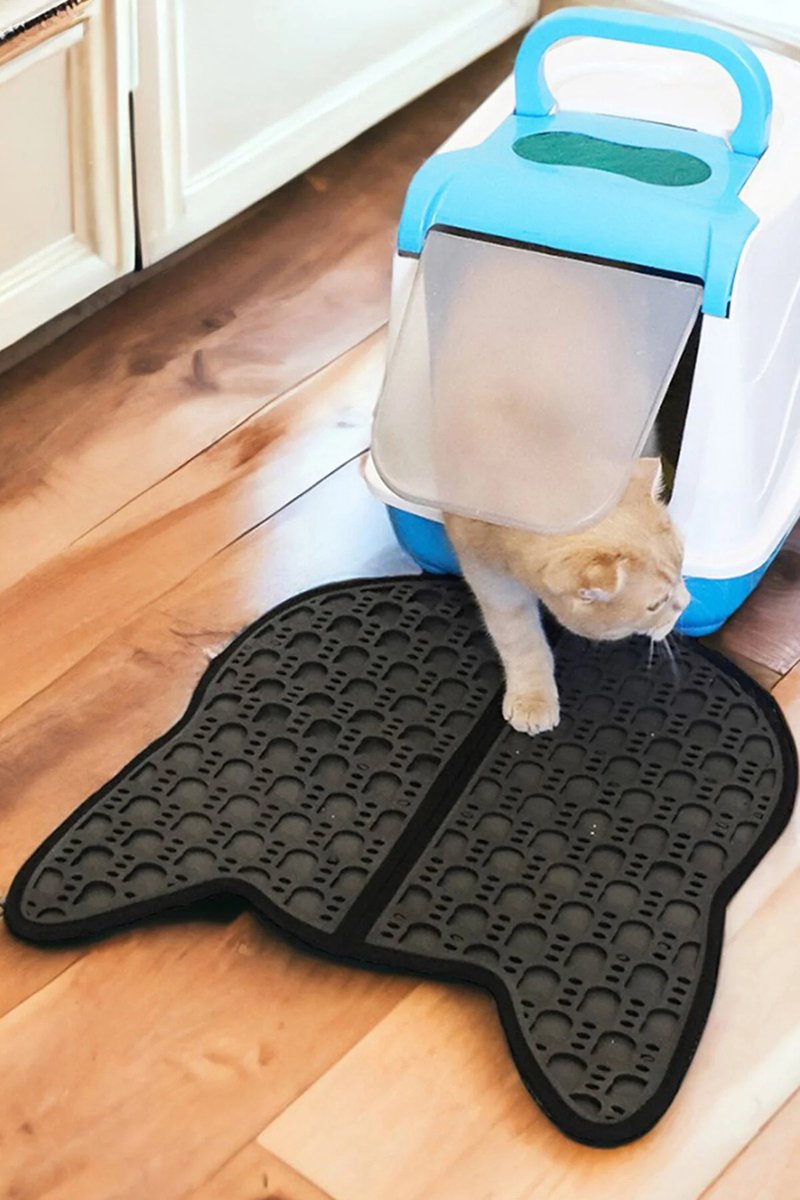 Miniatuur van productfoto 7 van CUBEXCOM® Kattenbakmat XXL, 75 x 70 cm, Kattenbakmat Grit Opvanger, Kattenbakonderlegger, Dubbellaags, Urine En Waterdicht EVA-Materiaal, Kattenkopdesign, Beschermt Vloer En Tapijt, Gemakkelijk Te Reinigen, Groot Formaat, Grijs
