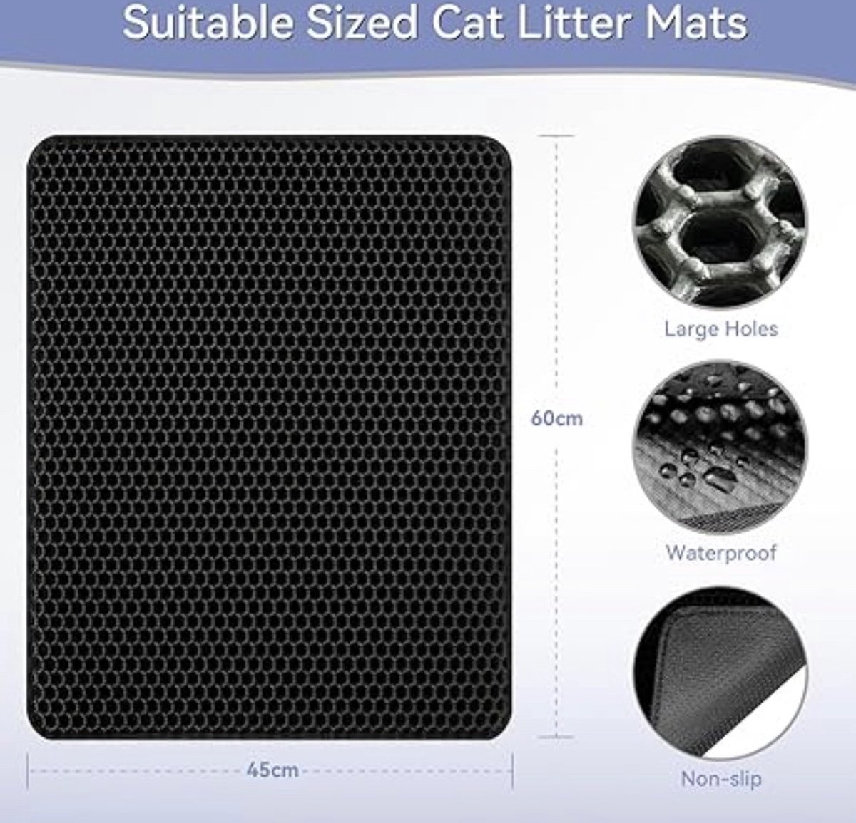 Miniatuur van productfoto 3 van Duurzaam&Mi - Honingraat Kattenbakmat - 45 x 60 cm - dubbellaagse antislip kattenbakmat - waterdicht en urinebestendig - kattenbakmat - kattenbak voor kattenvanger - kattenbak - kattenmat - kattenbakmat