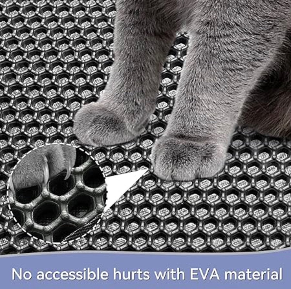 Miniatuur van productfoto 5 van Duurzaam&Mi - Honingraat Kattenbakmat - 45 x 60 cm - dubbellaagse antislip kattenbakmat - waterdicht en urinebestendig - kattenbakmat - kattenbak voor kattenvanger - kattenbak - kattenmat - kattenbakmat