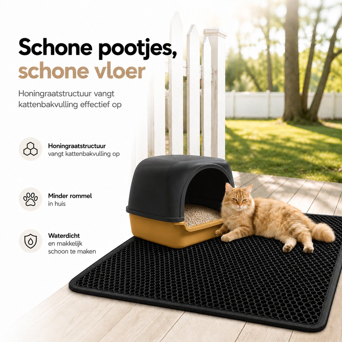 Miniatuur van productfoto 3 van BOTC Kattenbakmat XL - Dubbellaags - 60x45 cm - Waterdicht - Urinebestendige Opvangmat - 1 stuk - Zwart