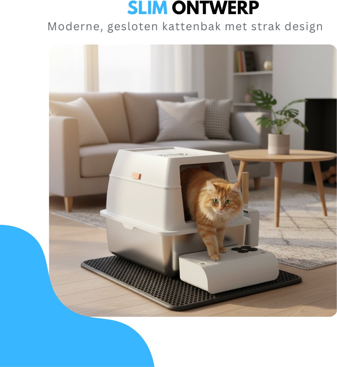 Miniatuur van productfoto 3 van Livista RVS Kattenbak - Kattentoilet Roestvrijstaal - Incl. Kattenbakschep met Houder en Gritopvang Opstapje - 2 in 1 Open Kattenbak met Afneembare Deksel - 60x40x38cm - Wit