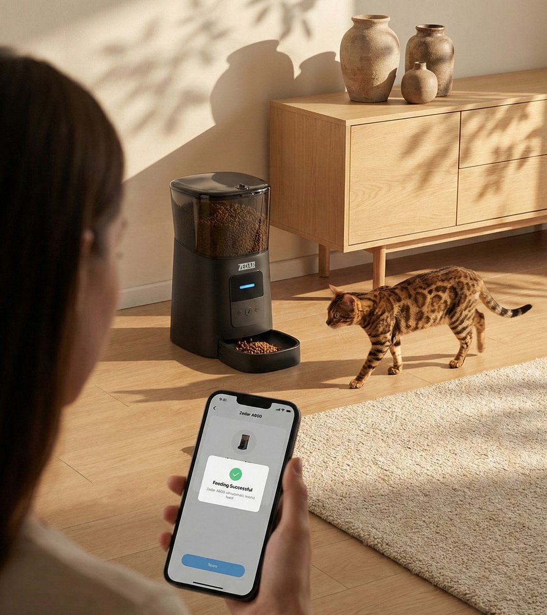 Miniatuur van productfoto 12 van Automatische Kattenbak - Zelfreinigende Kattenbak - Met kattenbakmat, 3 rollen opvangzakjes en Zedar A600 voerautomaat