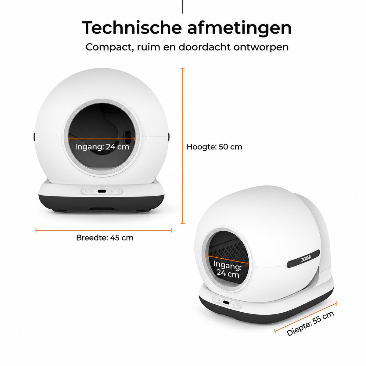 Miniatuur van productfoto 15 van Automatische Kattenbak - Zelfreinigende Kattenbak - Met kattenbakmat, 3 rollen opvangzakjes en Zedar A600 voerautomaat