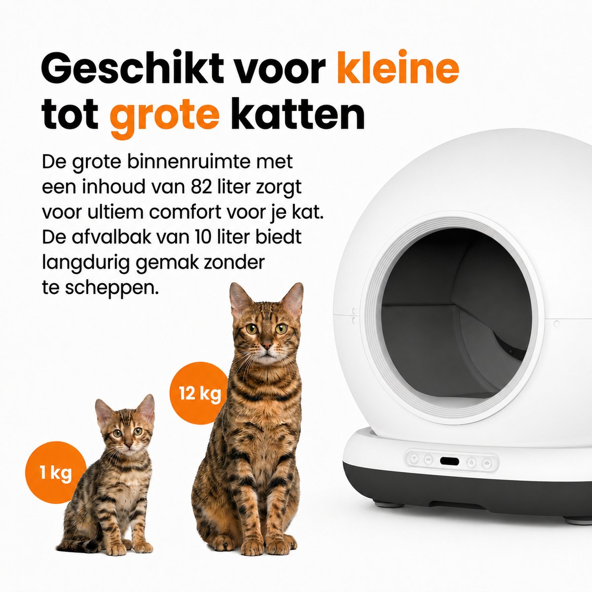 Miniatuur van productfoto 23 van Automatische Kattenbak - Zelfreinigende Kattenbak - Met kattenbakmat, 3 rollen opvangzakjes en Zedar A900 voerautomaat