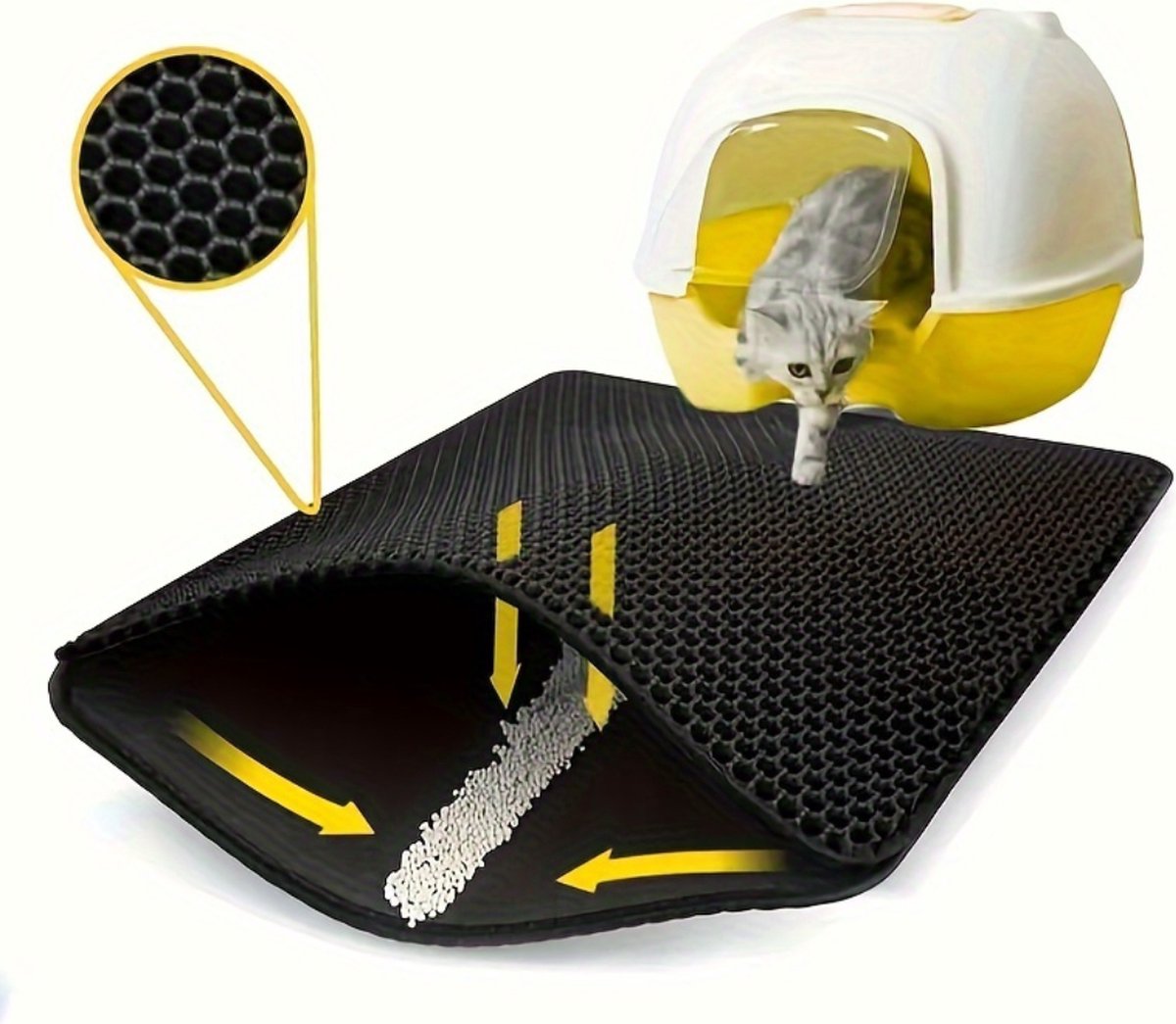 Miniatuur van productfoto 2 van Nivard Kattenbak Mat - Katten Mat - Grit Opvanger - Schoonloopmat Kattenbak - Kattenbak Uitloopmat - Kattenbak Matje - Cat Litter Mat - Wasbaar - Khaki - 40x50cm