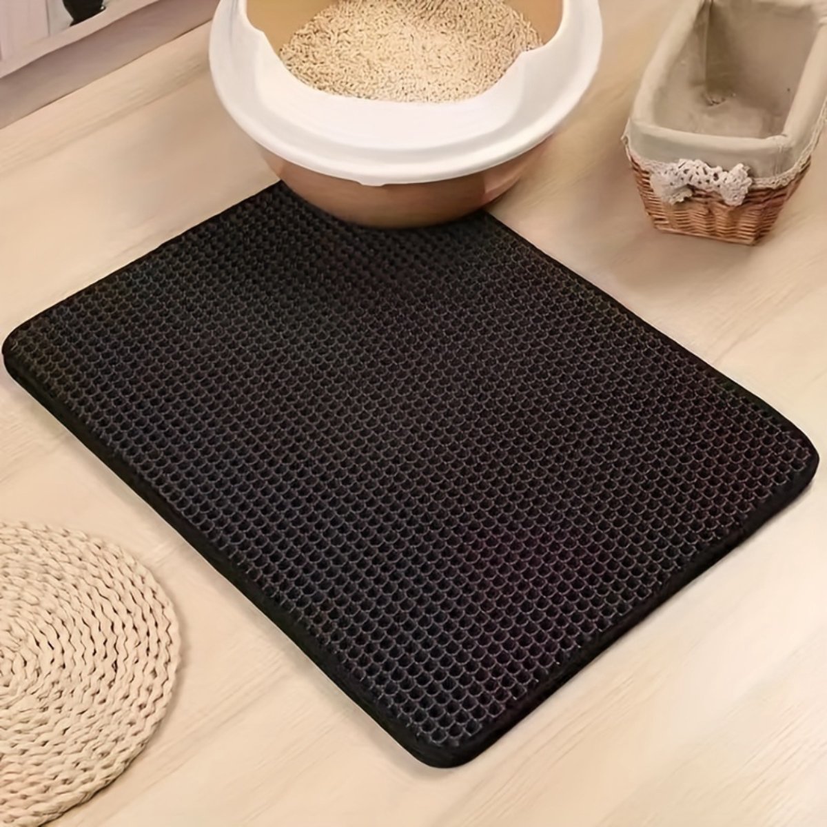 Miniatuur van productfoto 3 van Nivard Kattenbak Mat - Katten Mat - Grit Opvanger - Schoonloopmat Kattenbak - Kattenbak Uitloopmat - Kattenbak Matje - Cat Litter Mat - Wasbaar - Khaki - 40x50cm