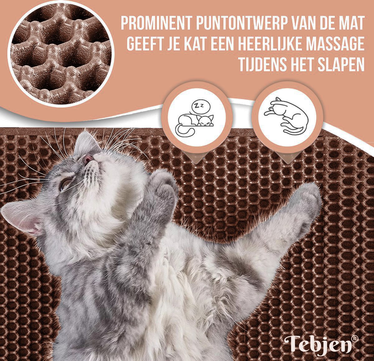 Miniatuur van productfoto 8 van TEBJEN Kattenbakmat - 40cm * 50cm – Kattenbak Mat Grit Opvanger - Schoonloop Katten mat – Dubbele Waterdichte Laag – Uitloopmat Kattenbak – Kattenbak Accessoires - Met Speelgoedmuisje En Schepje - Donker Bruin