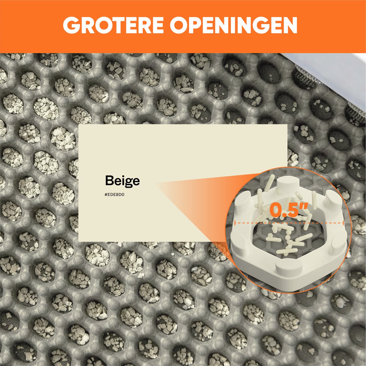 Miniatuur van productfoto 2 van TEBJEN XXL Kattenbakmat - 55cm * 75cm - Met Speelgoedmuisje En Schepje - Schoonloopmat Kattenbak – Katten Grit Opvanger – Dubbele Waterdichte Laag – Uitloopmat Kattenbak – Kattenverzorging – Kattenbak Accessoires - Klittenband - Beige