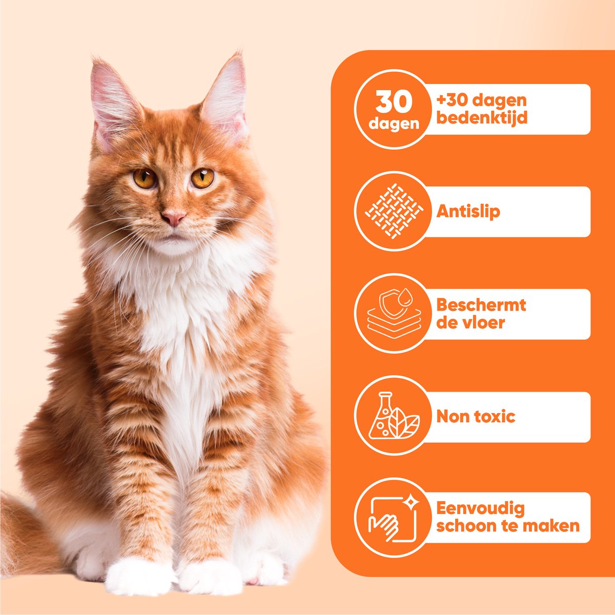 Miniatuur van productfoto 8 van TEBJEN XXL Kattenbakmat - 55cm * 75cm - Met Speelgoedmuisje En Schepje - Schoonloopmat Kattenbak – Katten Grit Opvanger – Dubbele Waterdichte Laag – Uitloopmat Kattenbak – Kattenverzorging – Kattenbak Accessoires - Klittenband - Beige