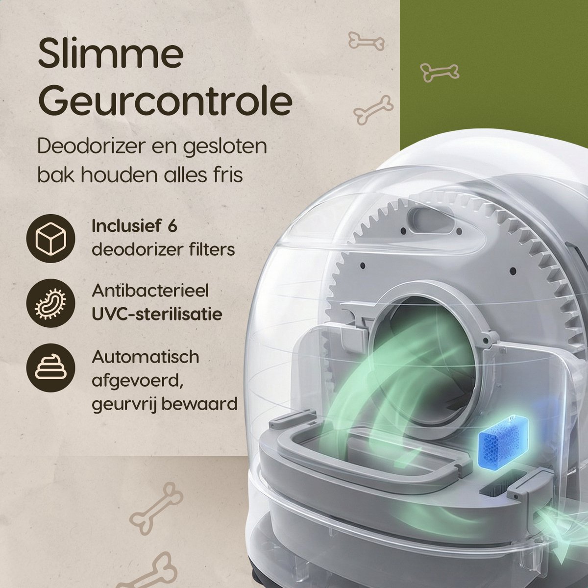 Miniatuur van productfoto 9 van Automatische Kattenbak XXL – 72L – Zelfreinigende Kattenbak met Camera – Veiligheidssensoren – Geschikt voor Meerdere Katten – App-bediening – Uitloopmat en Geurverdrijver – 7L Afvalbak – Zelfschoonmakende Kattenbak – Prime AnimalZ – 2026 – Wit