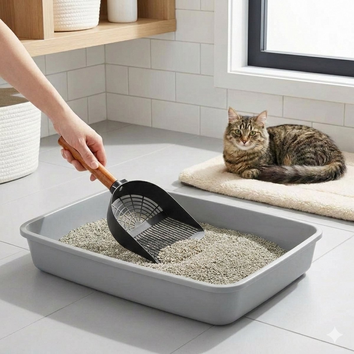 Miniatuur van productfoto 3 van Schep voor kattenbak - Kattenbakschepje - Poepschepje - Zwart RVS