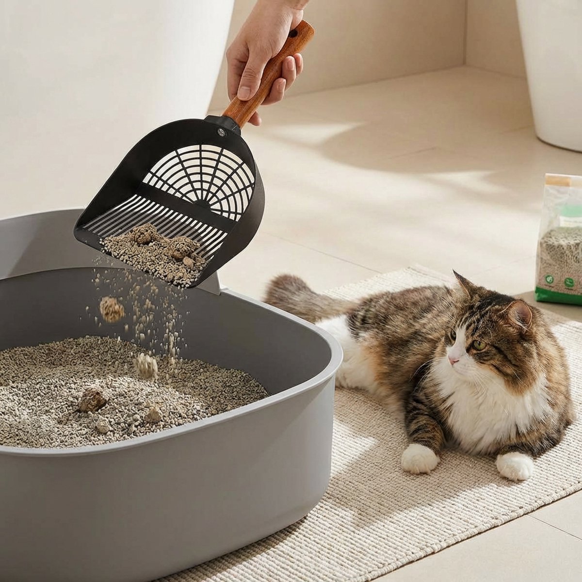 Miniatuur van productfoto 4 van Schep voor kattenbak - Kattenbakschepje - Poepschepje - Zwart RVS