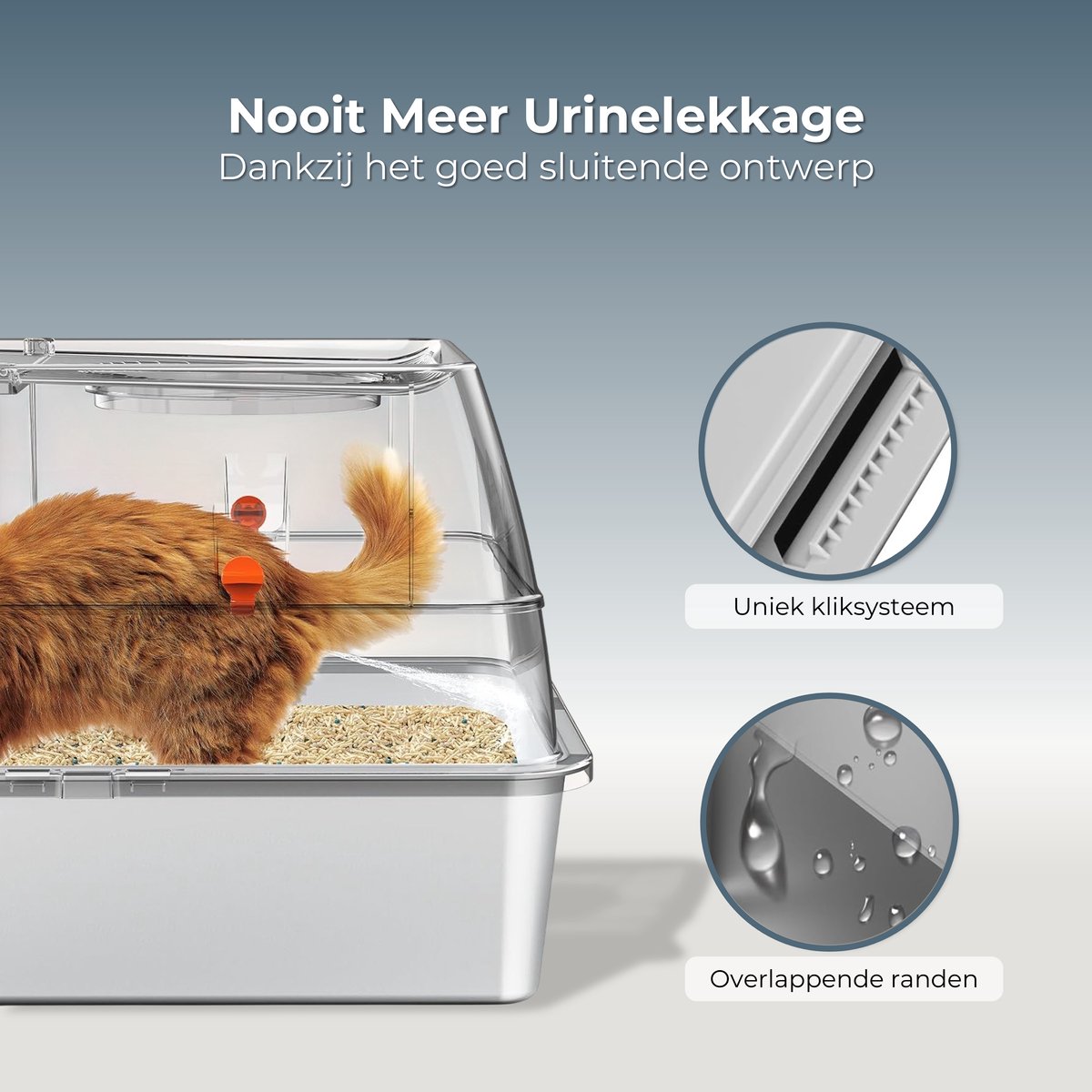 Miniatuur van productfoto 6 van CatElite® - Kattenbak RVS met Klep | Shell - Incl. Geurneutralisator - Incl. Kattenbakschep, Grit Opvanger & Uitloopmat - Voor Grote & Kleine Katten - 35L Inhoud - Donker Grijs
