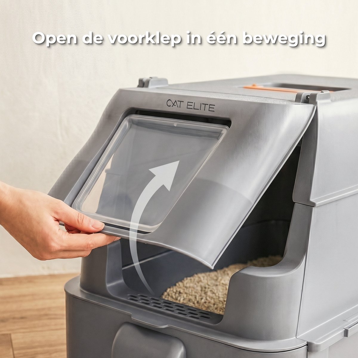 Miniatuur van productfoto 5 van CatElite® - Kattenbak RVS met Lade | Nest - Incl. Geurneutralisator - Incl. Kattenbakschep & Grit Opvanger - Voor Grote & Kleine Katten - 37L Inhoud Groot - Donker Grijs