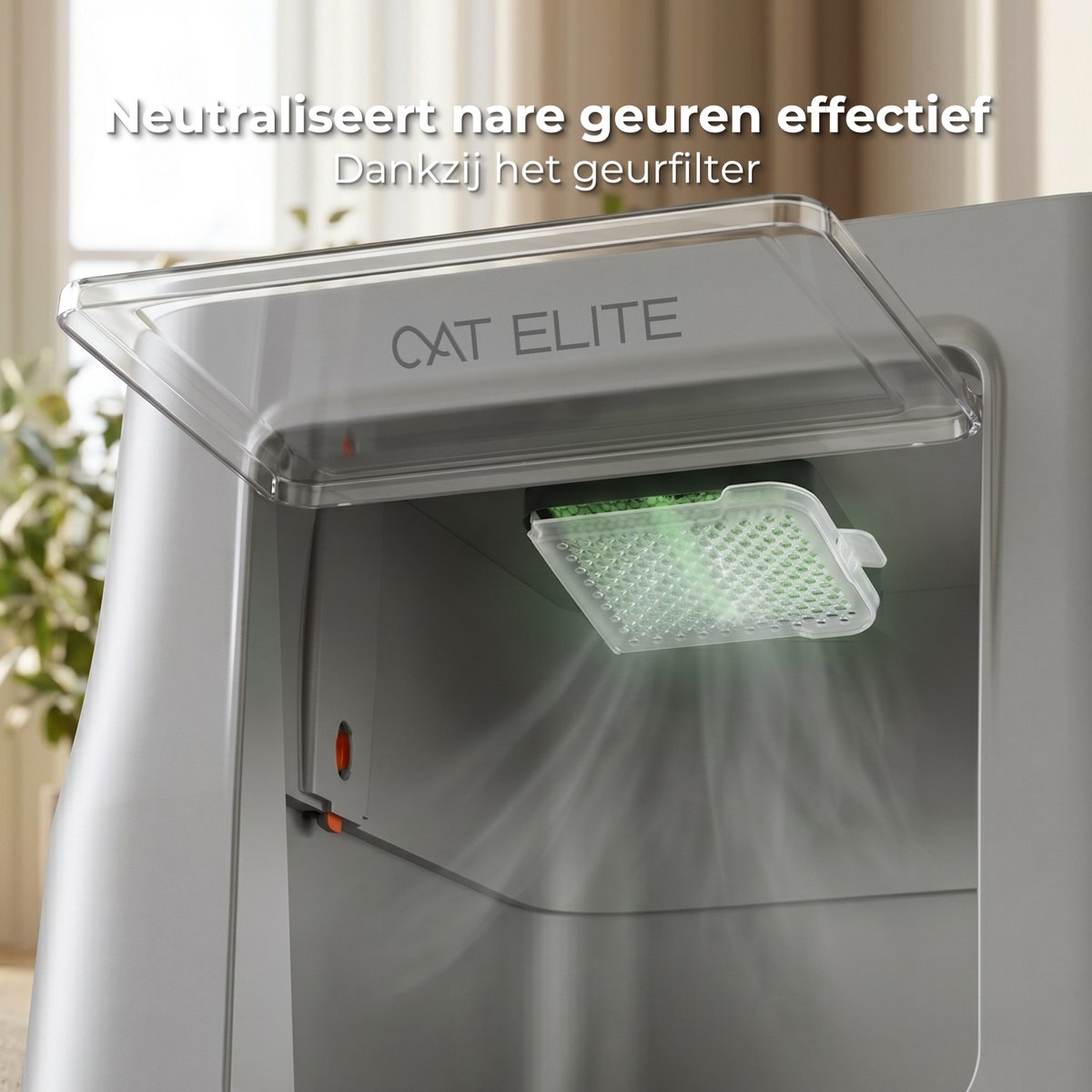 Miniatuur van productfoto 6 van CatElite® - Kattenbak RVS met Lade | Nest - Incl. Geurneutralisator - Incl. Kattenbakschep & Grit Opvanger - Voor Grote & Kleine Katten - 37L Inhoud Groot - Donker Grijs