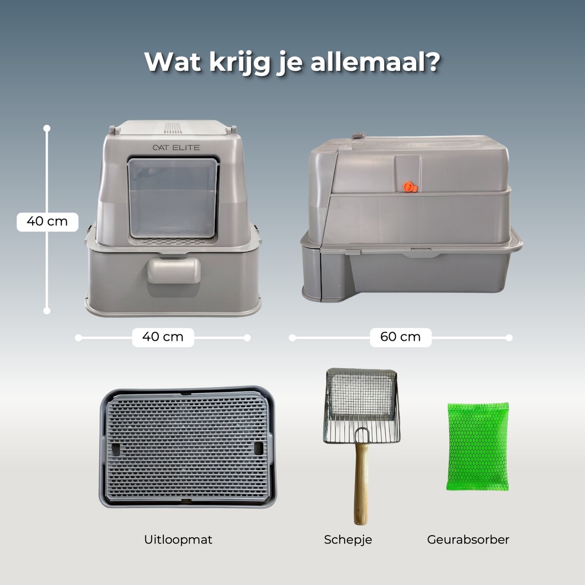 Miniatuur van productfoto 7 van CatElite® - Kattenbak RVS met Lade | Nest - Incl. Geurneutralisator - Incl. Kattenbakschep & Grit Opvanger - Voor Grote & Kleine Katten - 37L Inhoud Groot - Donker Grijs