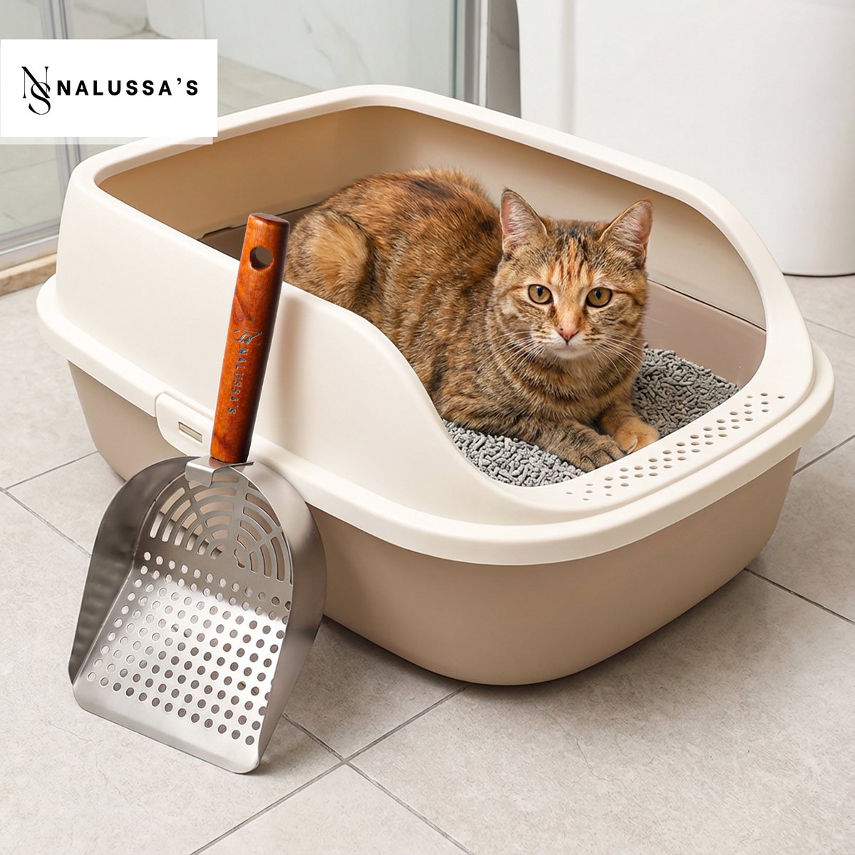 Miniatuur van productfoto 3 van Nalussa's Kattenbakschep - Poepschep lange steel - Kattenbak - Kattenbakvulling - Kattenschep - Kattenbakschep Van Metaal - XL RVS