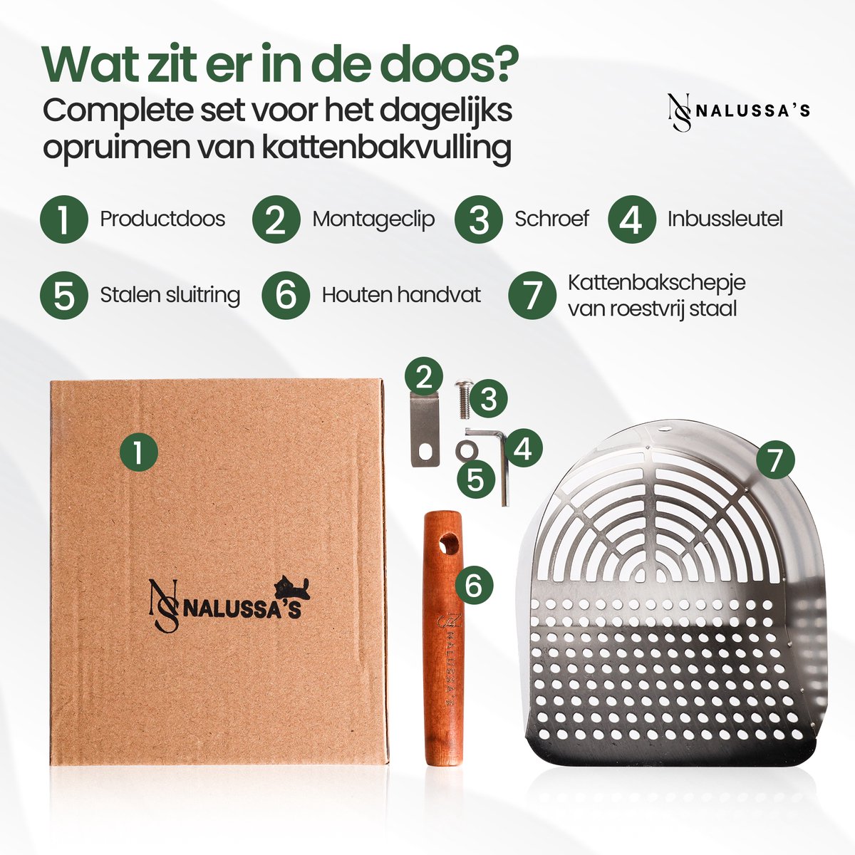 Miniatuur van productfoto 7 van Nalussa's Kattenbakschep - Poepschep lange steel - Kattenbak - Kattenbakvulling - Kattenschep - Kattenbakschep Van Metaal - XL RVS