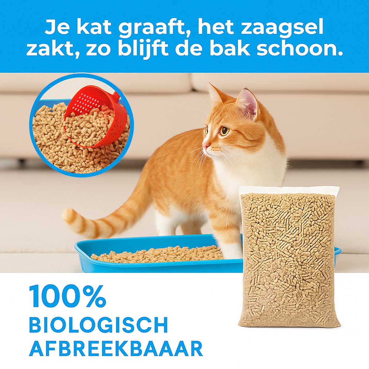 Productfoto 1 van Little Paws Houtkorrel Kattenbakvulling 2 x 10KG (20kg - 40L) - Biologisch afbreekbare houtkorrels - 100% Natuurlijk