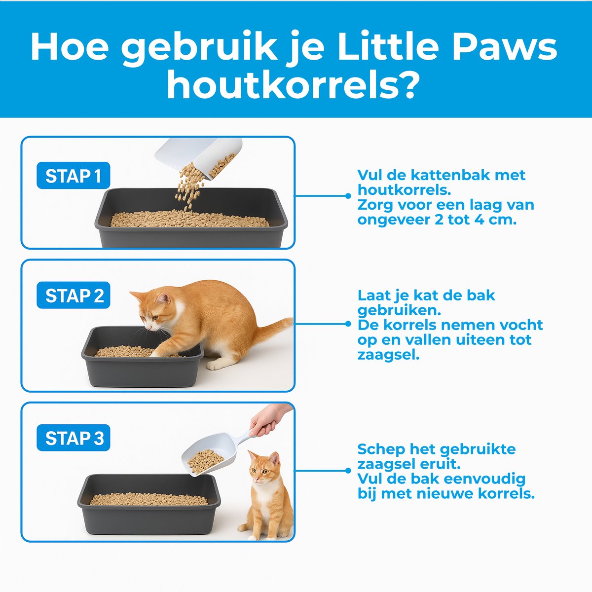 Miniatuur van productfoto 2 van Little Paws Houtkorrel Kattenbakvulling 2 x 10KG (20kg - 40L) - Biologisch afbreekbare houtkorrels - 100% Natuurlijk