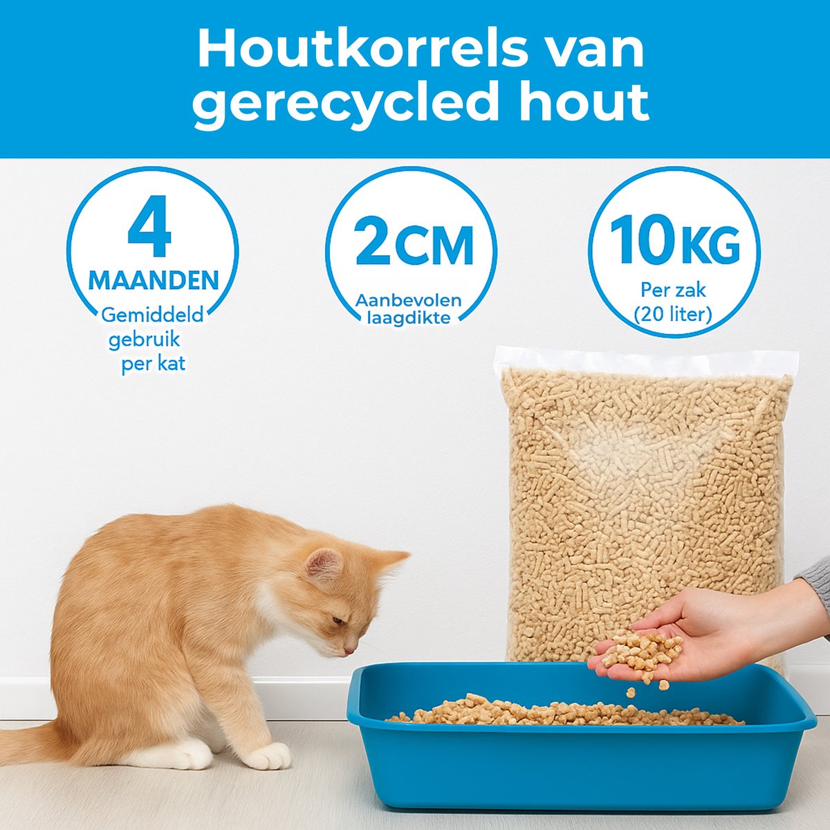 Miniatuur van productfoto 4 van Little Paws Houtkorrel Kattenbakvulling 2 x 10KG (20kg - 40L) - Biologisch afbreekbare houtkorrels - 100% Natuurlijk