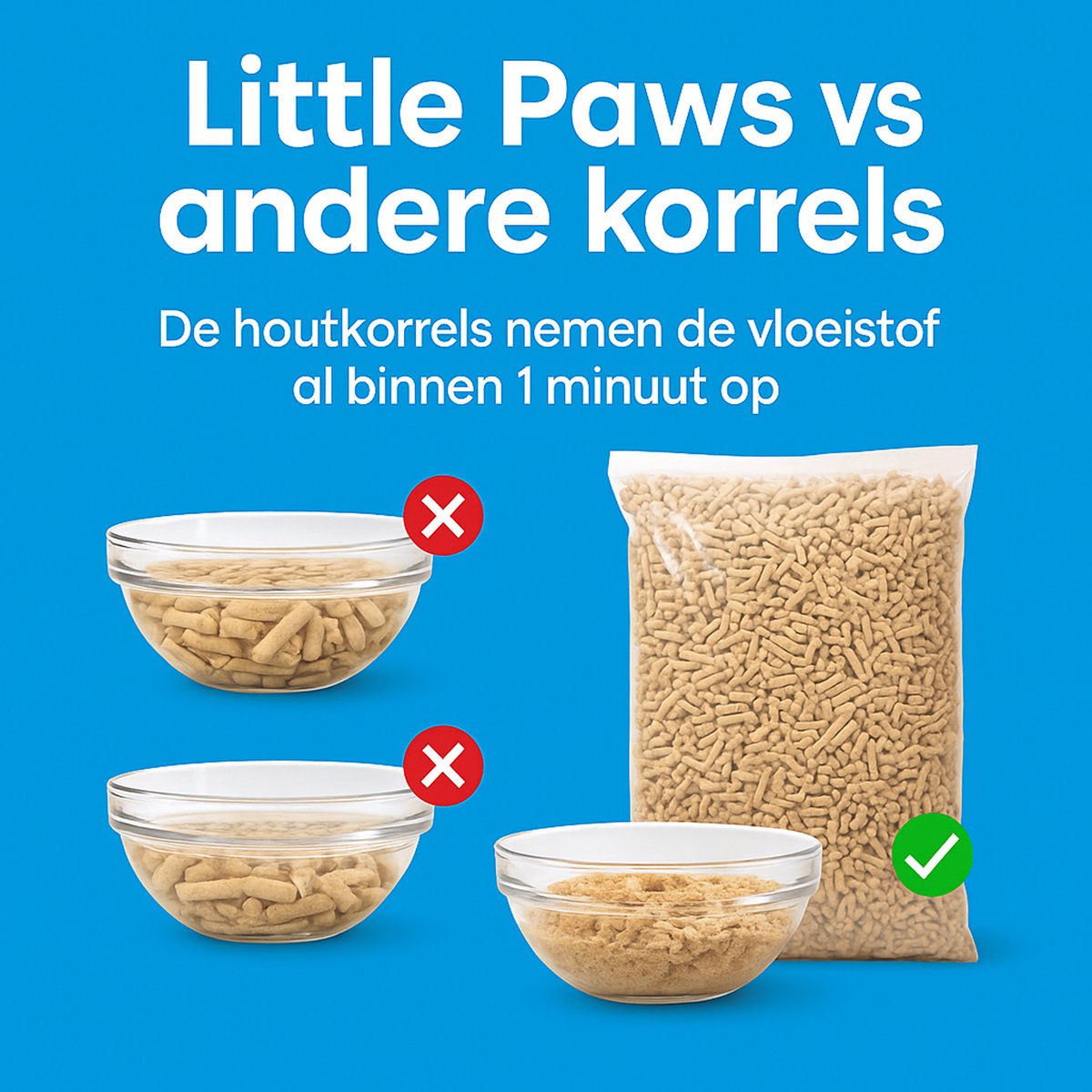Miniatuur van productfoto 5 van Little Paws Houtkorrel Kattenbakvulling 2 x 10KG (20kg - 40L) - Biologisch afbreekbare houtkorrels - 100% Natuurlijk