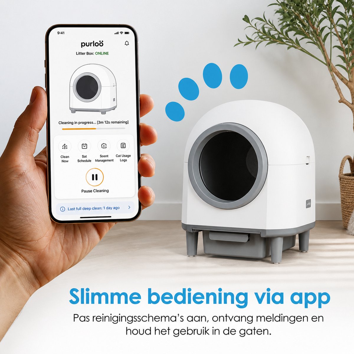 Miniatuur van productfoto 3 van Purloo Automatische Kattenbak 65L XXL - Zelfreinigend + 100 Zakjes en Grindmat