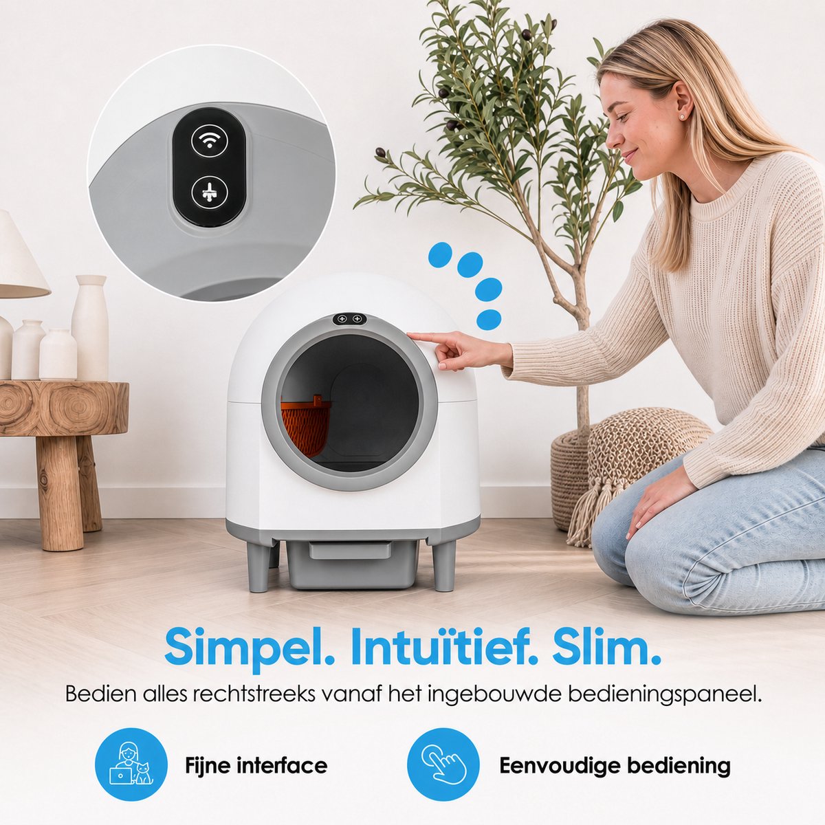 Miniatuur van productfoto 4 van Purloo Automatische Kattenbak 65L XXL - Zelfreinigend + 100 Zakjes en Grindmat