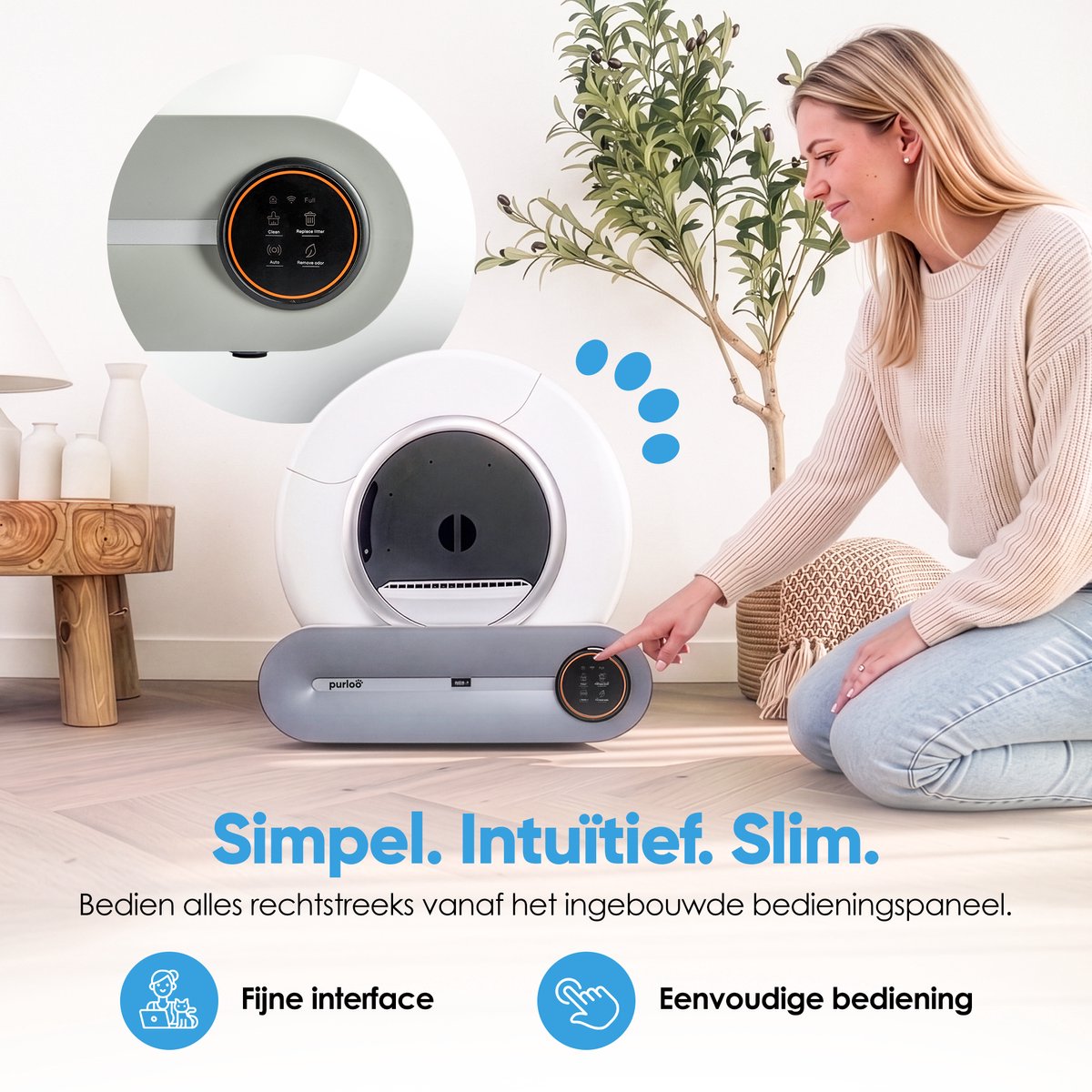 Miniatuur van productfoto 4 van Purloo Automatische Kattenbak 65L XXL - Zelfreinigend + 100 Zakjes en Grindmat