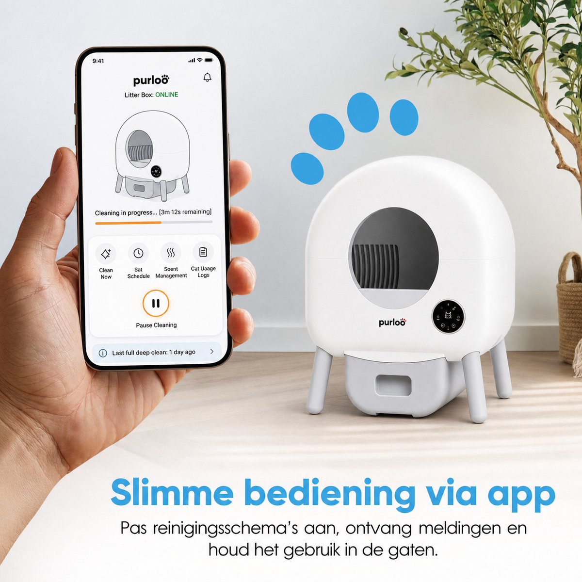 Miniatuur van productfoto 3 van Purloo Automatische Kattenbak 65L XXL - Zelfreinigend + 100 Zakjes en Grindmat