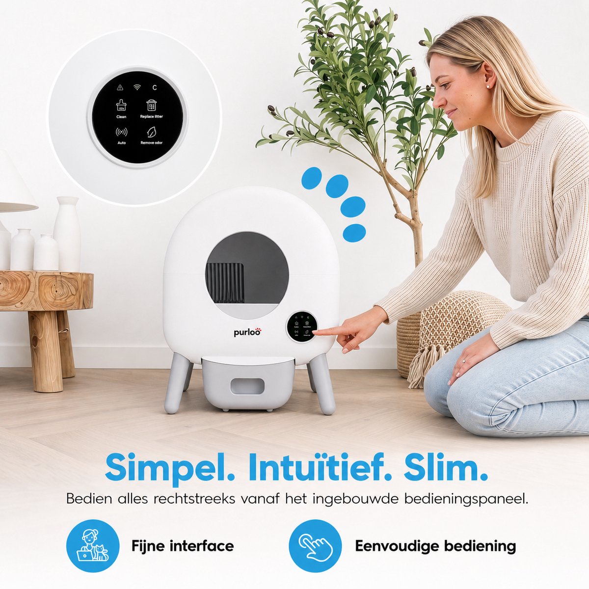 Miniatuur van productfoto 4 van Purloo Automatische Kattenbak 65L XXL - Zelfreinigend + 100 Zakjes en Grindmat