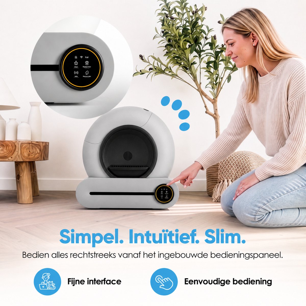 Miniatuur van productfoto 4 van Purloo Automatische Kattenbak 65L XXL - Zelfreinigend + 100 Zakjes en Grindmat