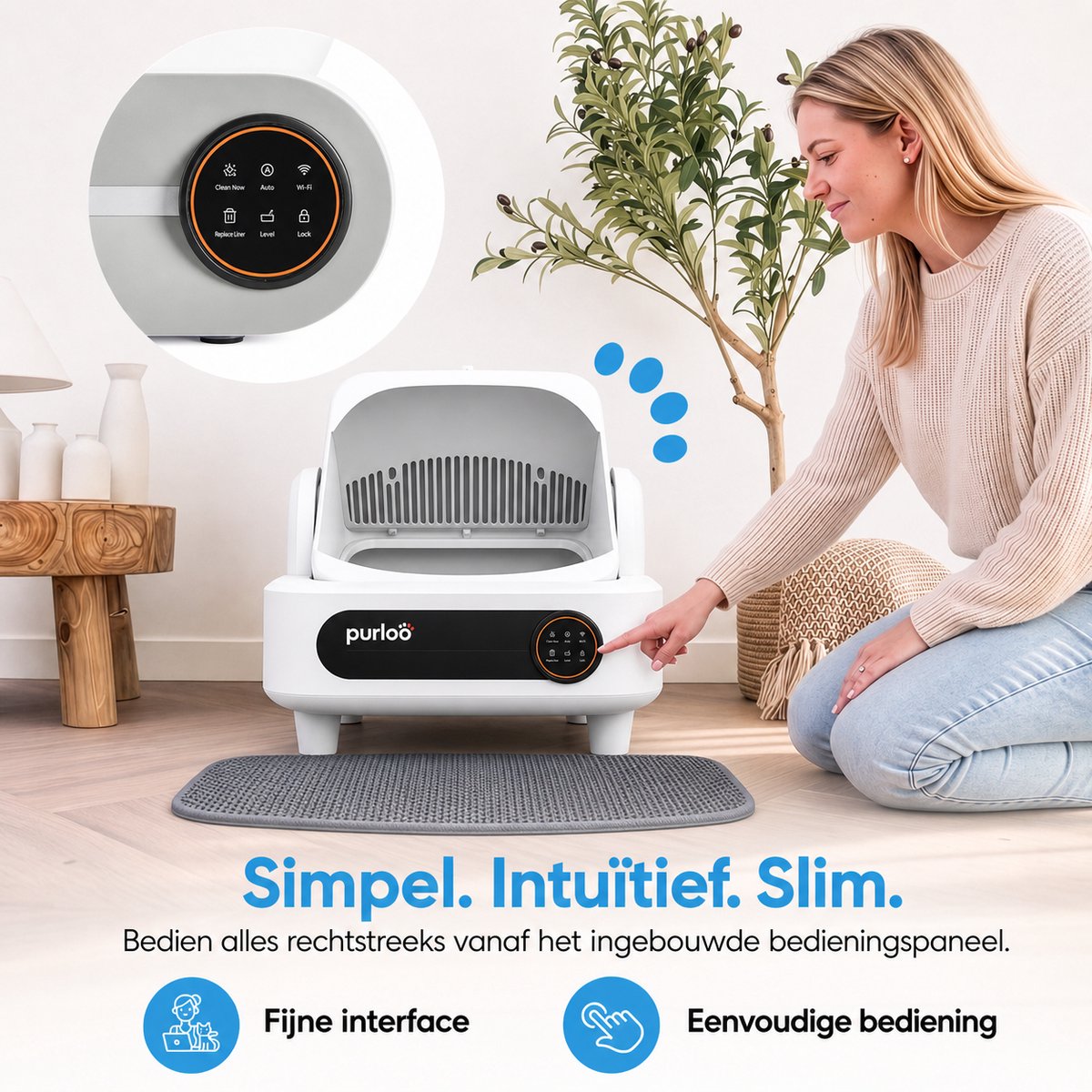 Miniatuur van productfoto 4 van Purloo Automatische Kattenbak 65L XXL - Zelfreinigend + 100 Zakjes en Grindmat