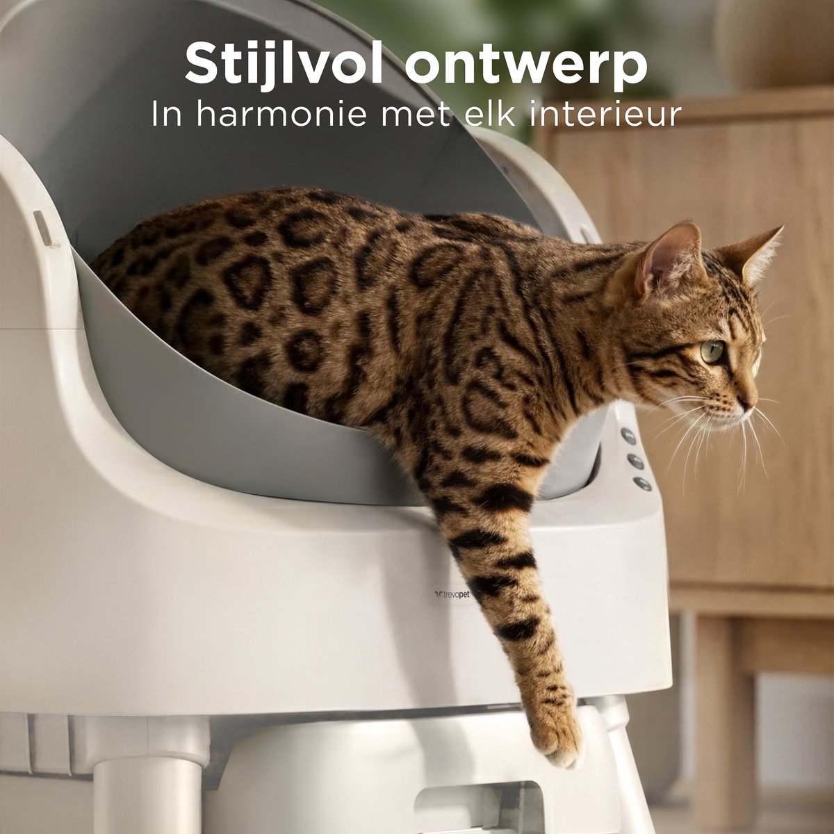 Miniatuur van productfoto 5 van TrevoPet® Automatische Kattenbak - Zelfreinigend & Veilig - Voor Katten tot 12KG - Incl. Mat, 60 Afvalzakjes & Accessoires - 10L Afvalbak - Wit & Grijs