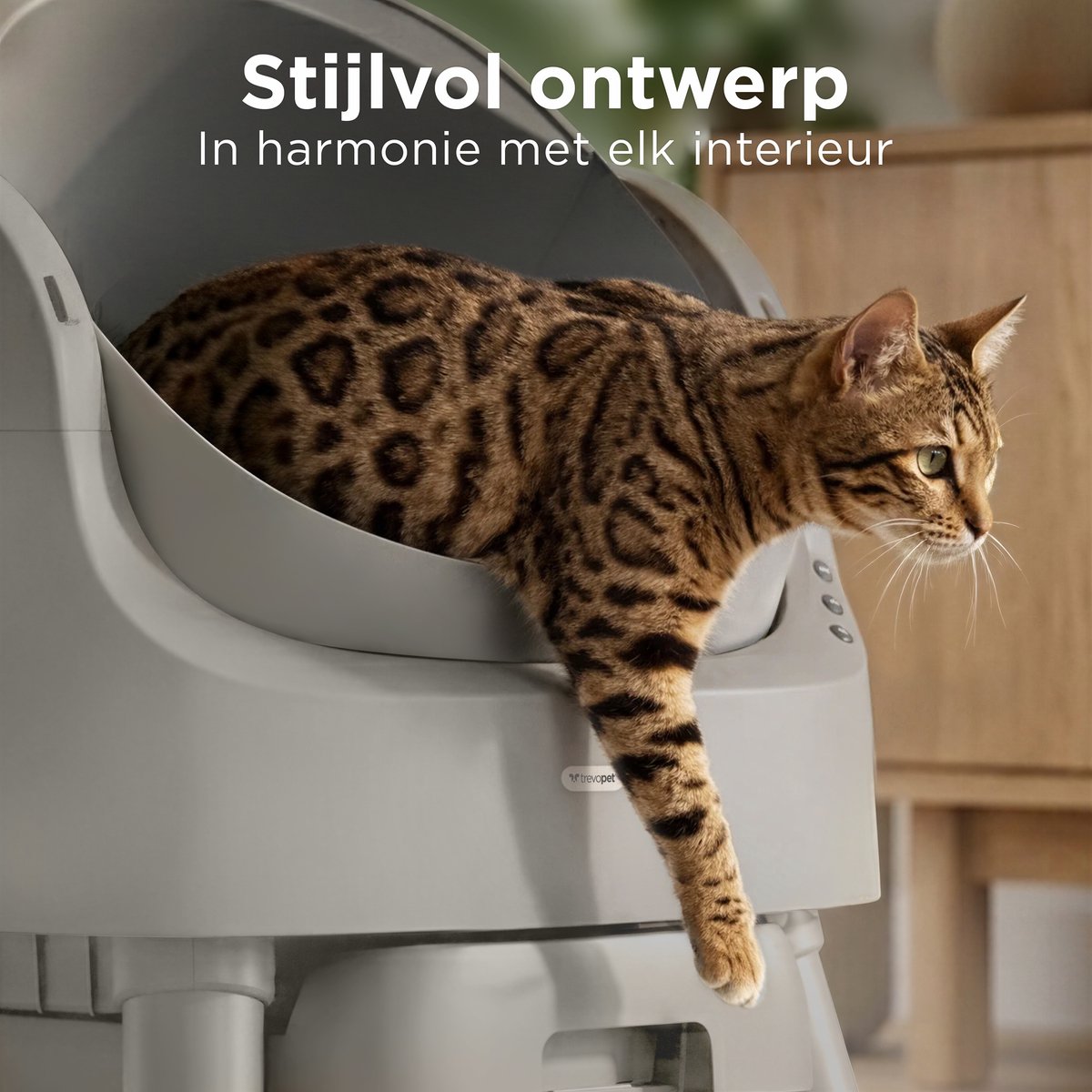 Miniatuur van productfoto 5 van TrevoPet® Automatische Kattenbak - Zelfreinigend & Veilig - Voor Katten tot 12KG - Incl. Mat, 60 Afvalzakjes & Accessoires - 10L Afvalbak - Grijs