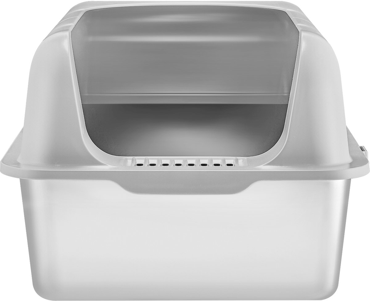 Miniatuur van productfoto 3 van XL Kattenbak Van Roestvrij Staal – 15 cm Diep, Geurvrij, met Filtervoet, Schep En Hoge Zijwanden, Gemakkelijk Schoon Te Maken, Ideaal voor Grote Katten, Inhoud 30 L