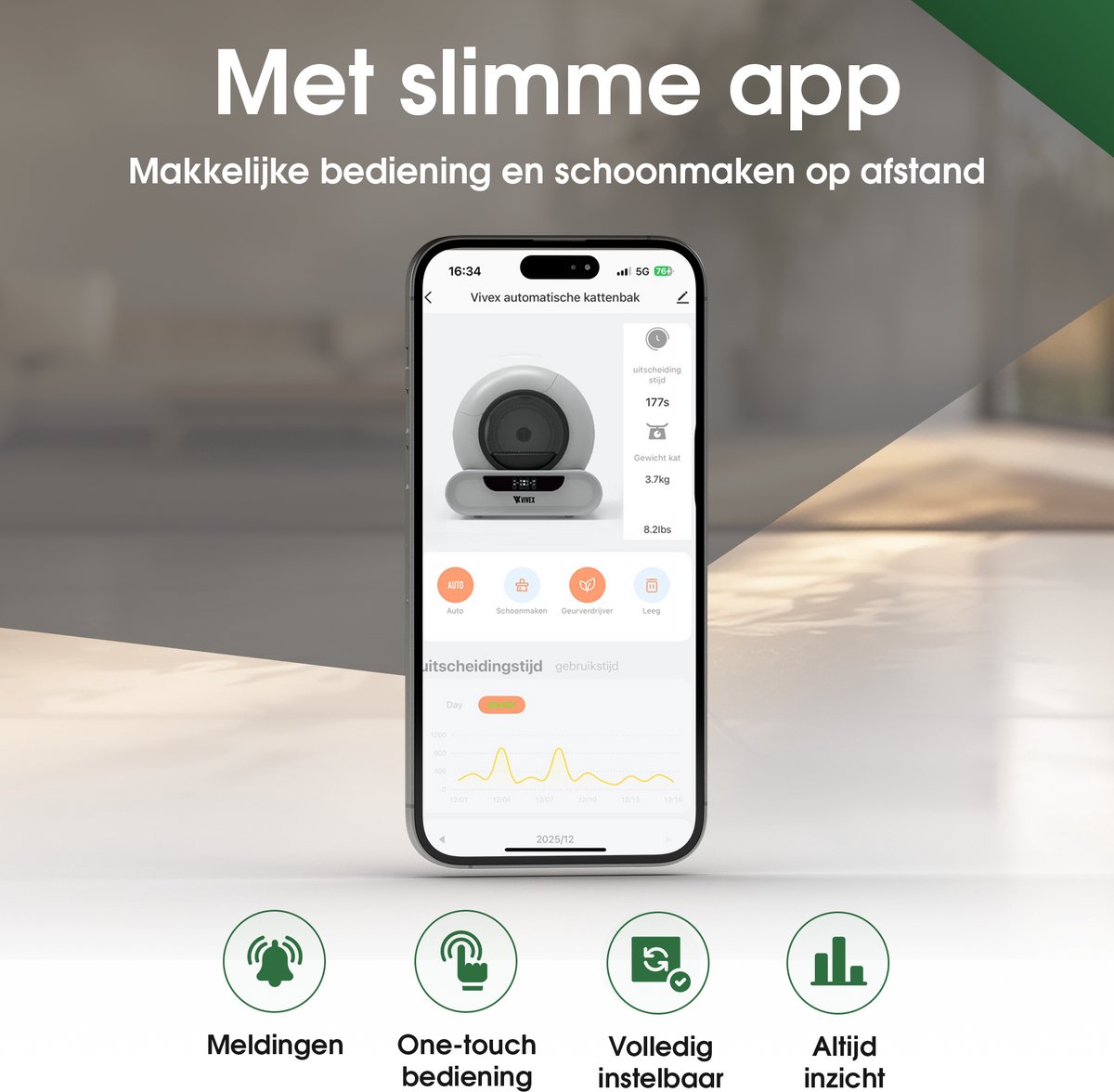 Miniatuur van productfoto 3 van Vivex® Automatische Kattenbak – Zelfreinigende Kattenbak - Elektrische Kattenbak Inclusief App – 75L - incl Matje en 5 Rollen opvangzakjes - XXL