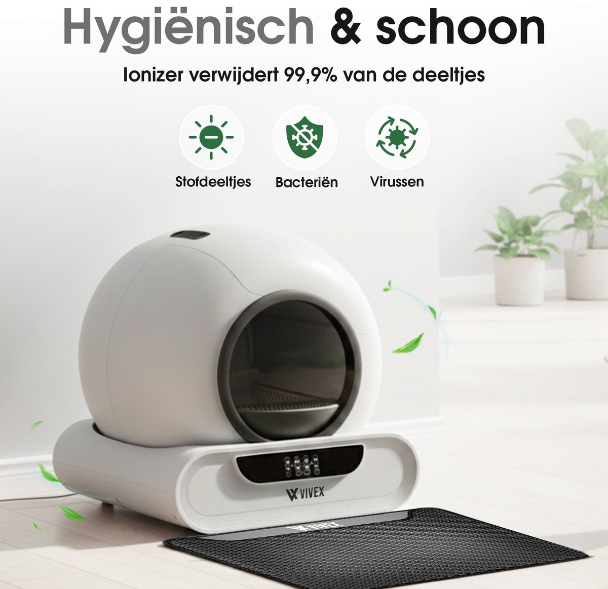 Miniatuur van productfoto 8 van Vivex® Automatische Kattenbak – Zelfreinigende Kattenbak - Elektrische Kattenbak Inclusief App – 75L - incl Matje en 5 Rollen opvangzakjes - XXL