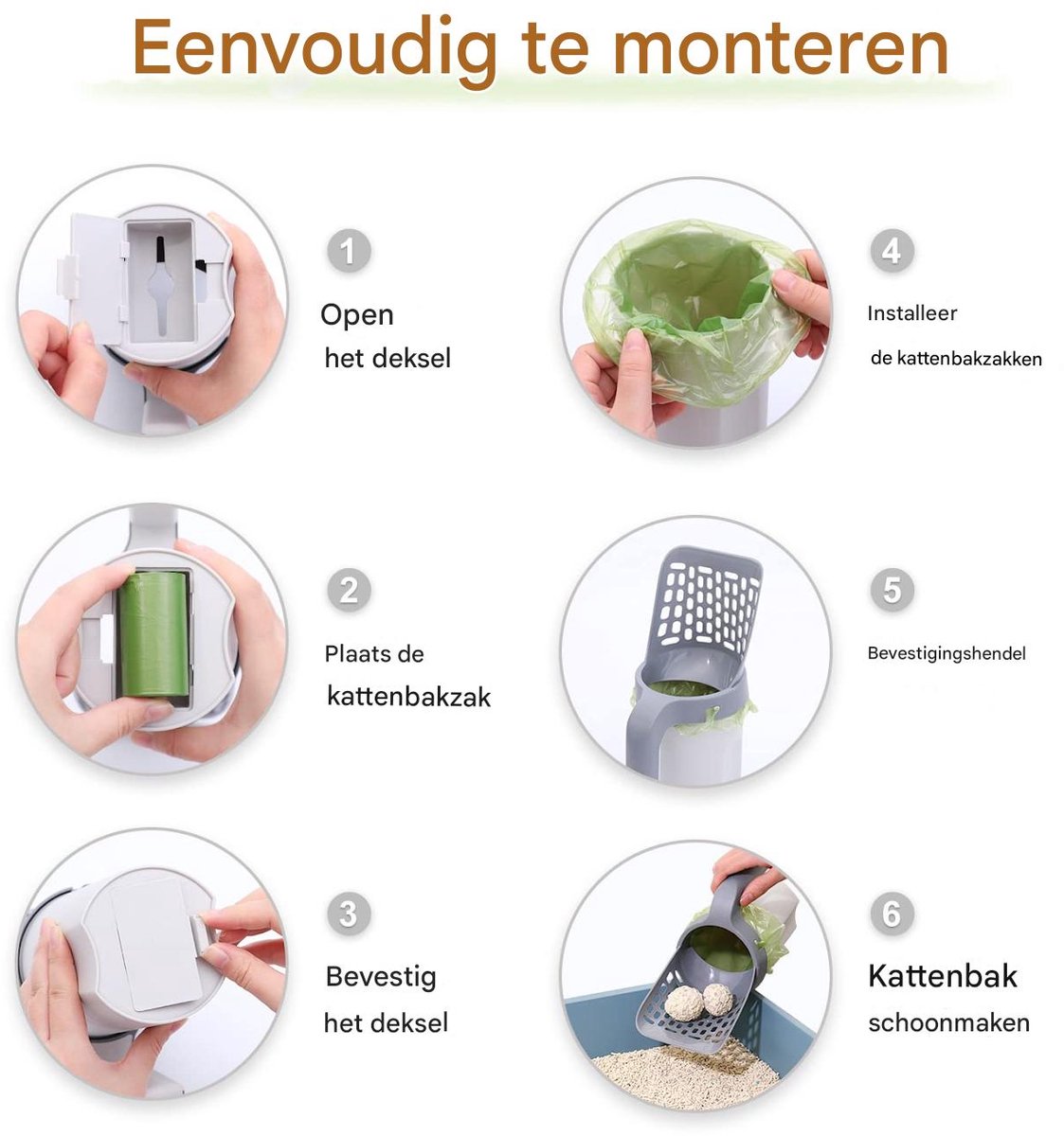 Miniatuur van productfoto 2 van Ynkkvre - 2-in-1 Kattenbakschep met Opvangzakken - Hygienisch Ontwerp - Met Geurneutraliserende Zakjes