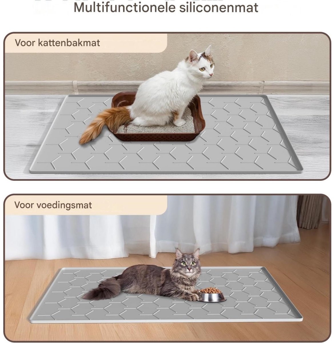 Miniatuur van productfoto 5 van GELLDG Kattentoiletuitlegsel - Silikonen Katzenmatte - Waterdicht met Opstaande Rand, Antislip en Slijtvast, BPA-vrij - Geschikt voor Gebruik als Katentoiletmat of Voeronderlegger - Eenvoudig Schoon te Maken - 86x56cm