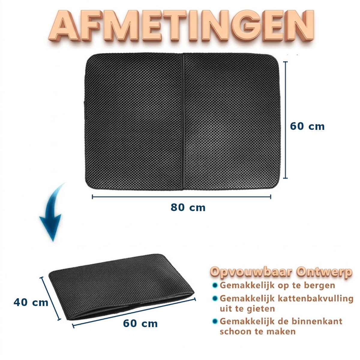 Miniatuur van productfoto 6 van CenZ® Kattenbakmat, XXL, 80 x 60 cm, Kattenbakmat Grit Opvanger, Kattenbakonderlegger, LEREN ZOOL, Dubbellaags, Urine En Waterdicht EVA-Materiaal, Kattenpootdesign, Beschermt Vloer En Tapijt, Gemakkelijk Te Reinigen, Grijs