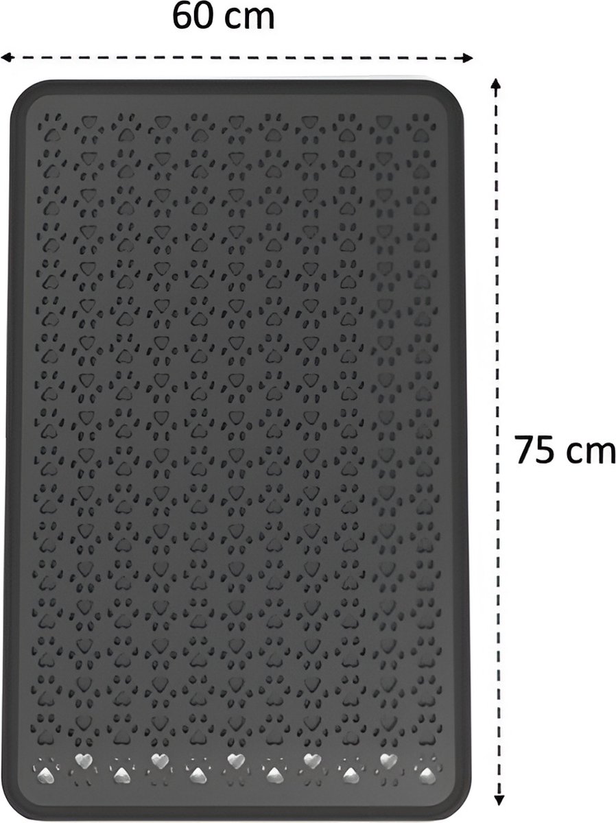 Miniatuur van productfoto 4 van Kattenbakmat - XXL- 75 x 60 cm - Uitloopmat Kat - Kattenmat - Kattenbakvulling - Opvang ruimte - Grit opvanger - Waterdicht - Eco friendly - Antraciet