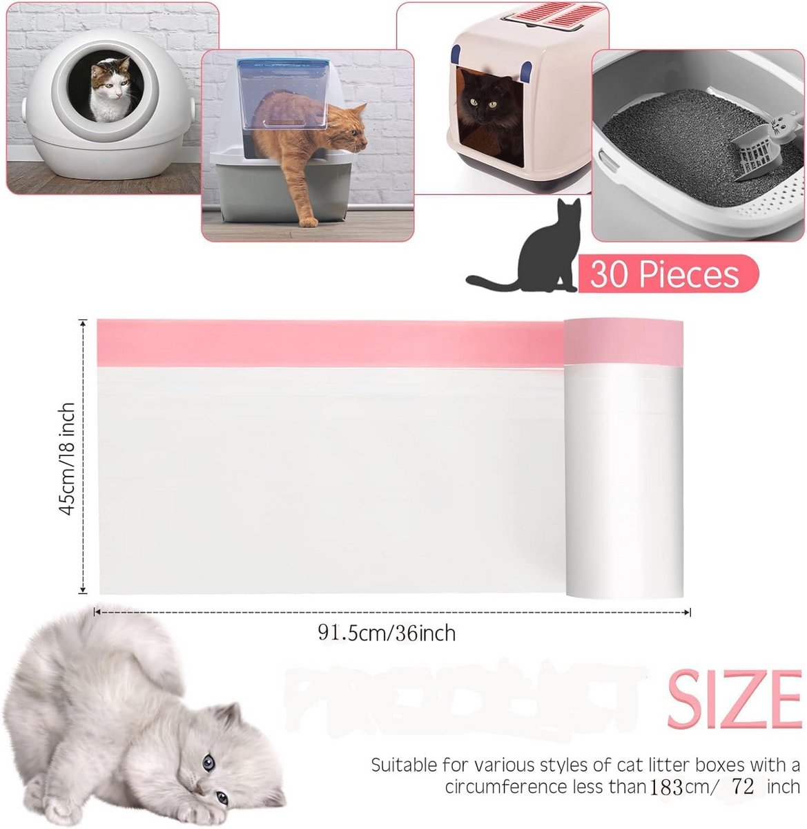 Miniatuur van productfoto 4 van Kattenbakvoeringen voor XXL Kattenbakken met Massagehandschoen - 30 Stuks, Dikker en Duurzaam