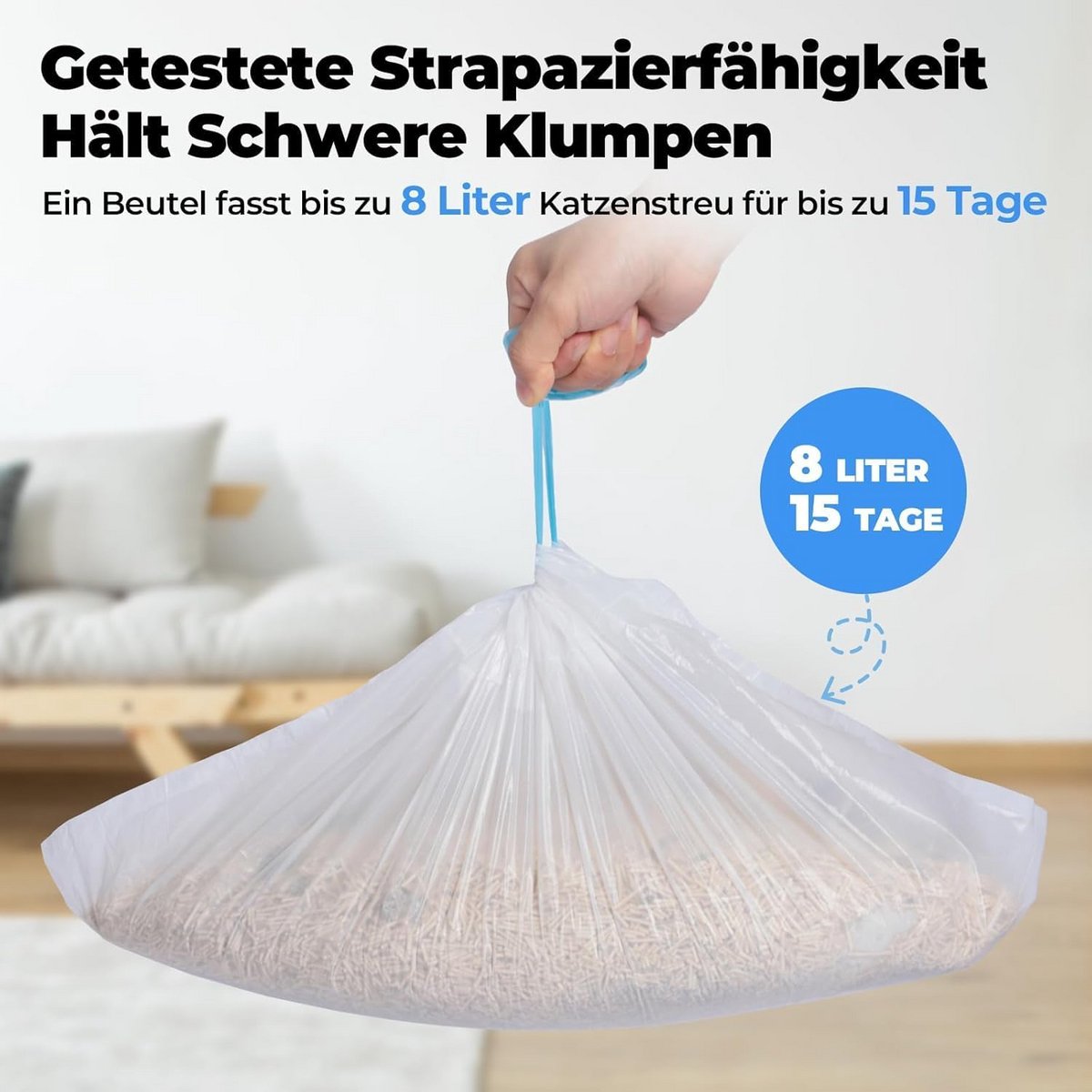 Miniatuur van productfoto 4 van Zelfreinigende Kattenbak Zakken - 3 Rollen (60 Stuks) voor XXL Afvalbak, Lekvrij & Geurvrij