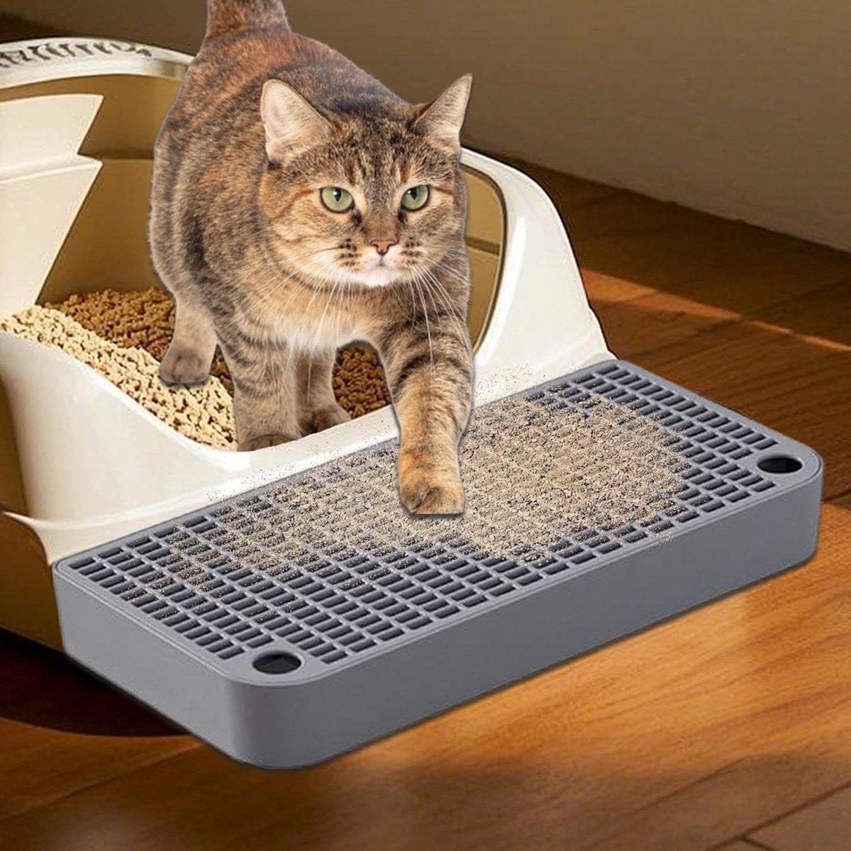 Miniatuur van productfoto 5 van Kattenbak Opstapje met Grindvangmat - Voorkom Strooisel in Huis