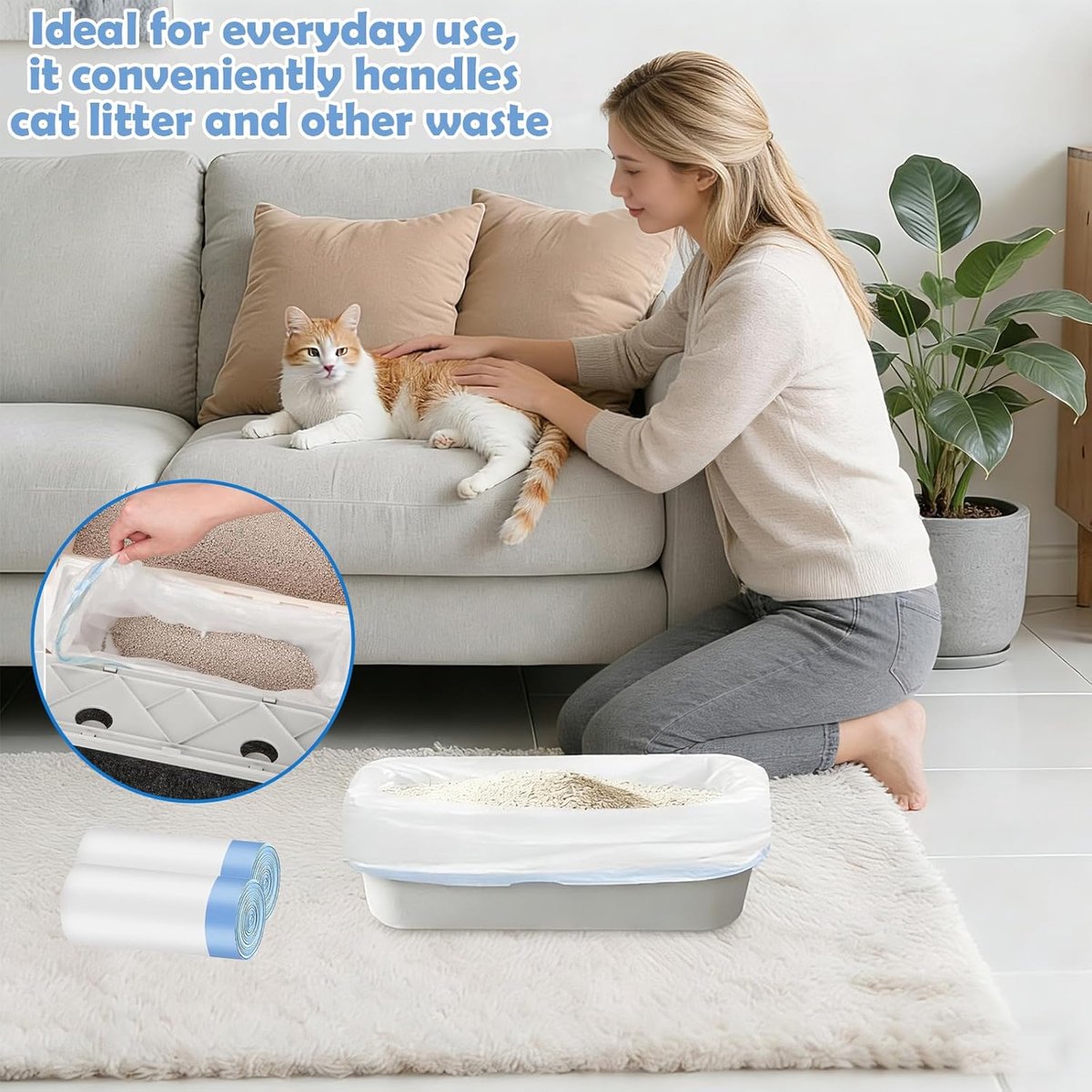 Miniatuur van productfoto 8 van Zelfreinigende kattenbakzakken - 45 stuks - 45 x 50 cm - Dikke zakken met trekkoord - Geschikt voor open en slimme kattenbakken - Eenvoudig schoonmaken en onderhoud thuis