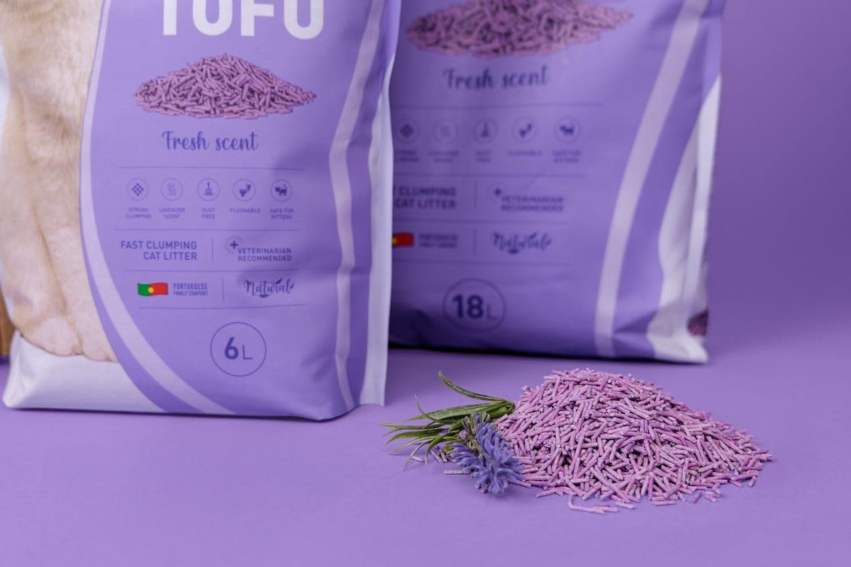 Miniatuur van productfoto 2 van Kattenbakvulling Tofu - Geurabsorberende Korrels - Frisse Kattenbak - 99% Stofvrij - 6 Liter - Lavendel
