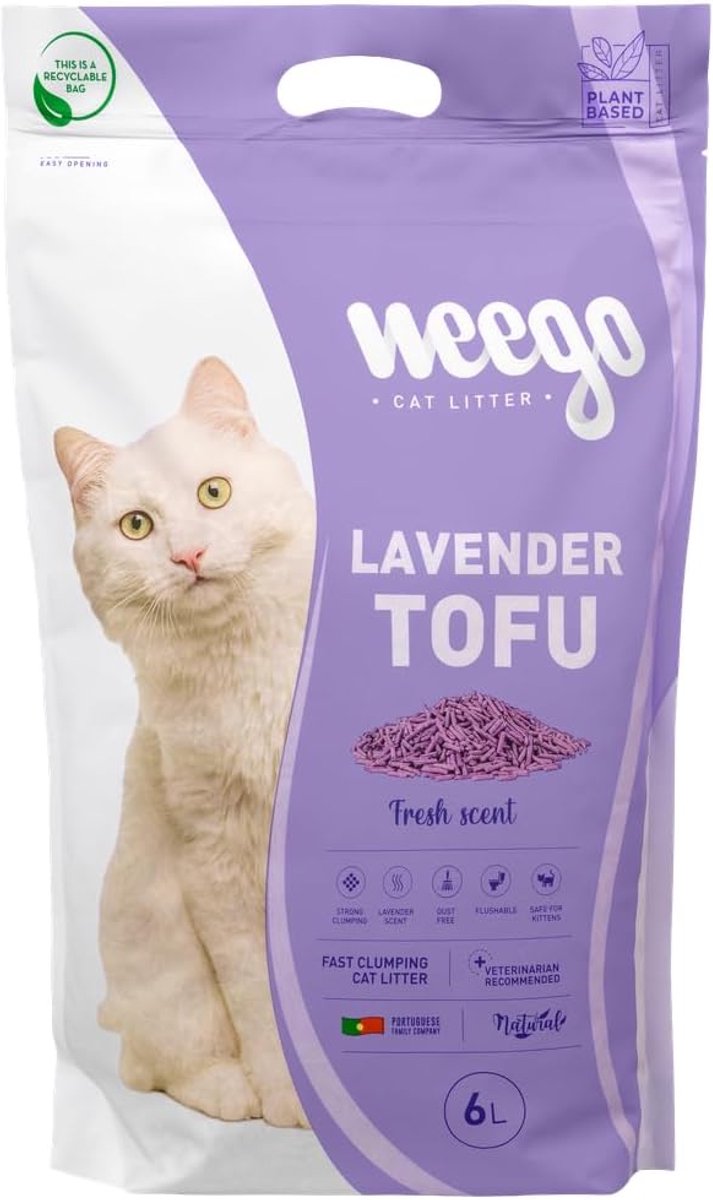 Miniatuur van productfoto 3 van Kattenbakvulling Tofu - Geurabsorberende Korrels - Frisse Kattenbak - 99% Stofvrij - 6 Liter - Lavendel